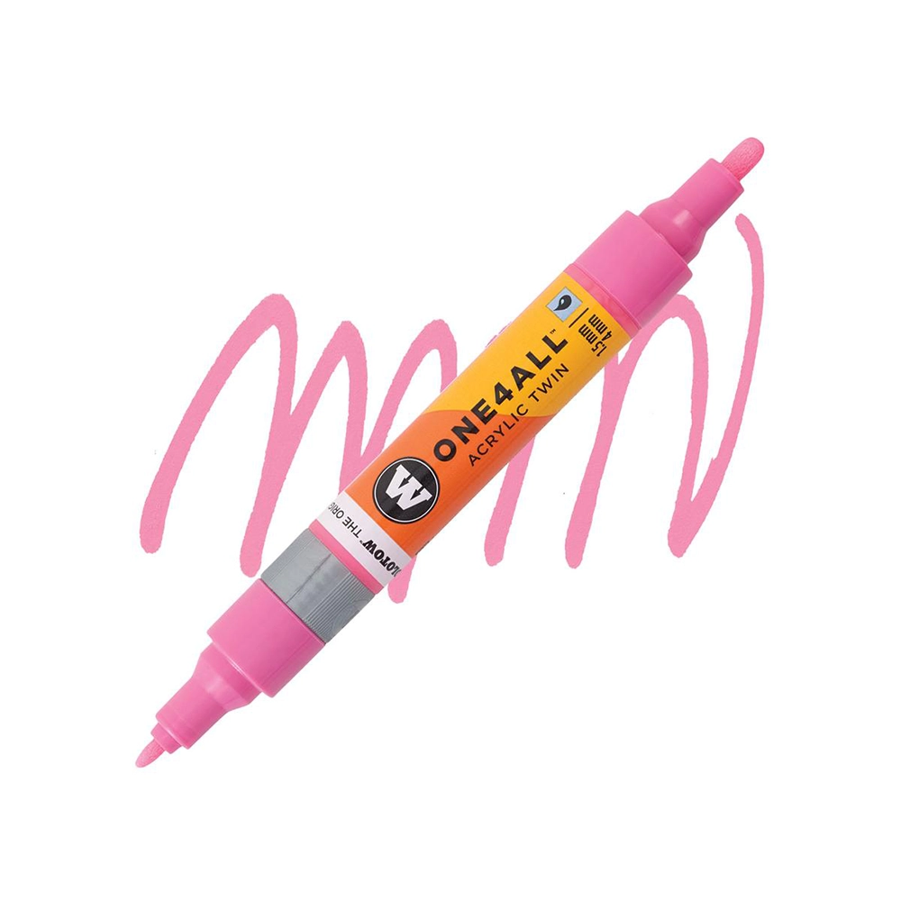 Molotow ONE4ALL Acryl Twin двустранен акрилен маркер, 1,5 + 4 мм, неоново розов